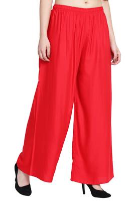 Red Color Plain Sarara Plazo 4