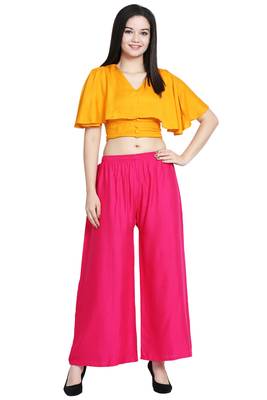 Pink Color Plain Sarara Plazo 1