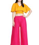 Pink Color Plain Sarara Plazo