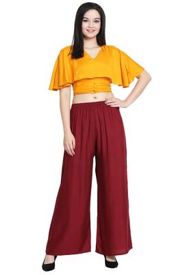 Maroon Color Plain Sarara Plazo 1