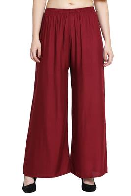 Maroon Color Plain Sarara Plazo 2