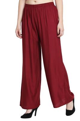 Maroon Color Plain Sarara Plazo 3