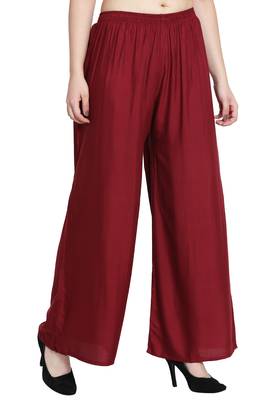 Maroon Color Plain Sarara Plazo 4