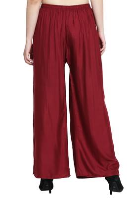 Maroon Color Plain Sarara Plazo 5
