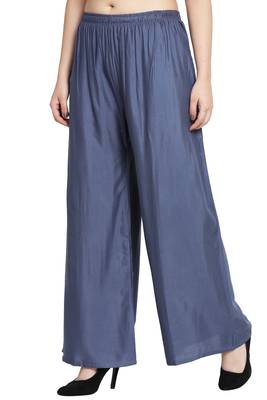 Grey Color Plain Sarara Plazo 3