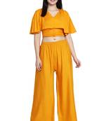 Yellow Color Plain Sarara Plazo