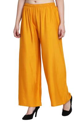 Yellow Color Plain Sarara Plazo 3