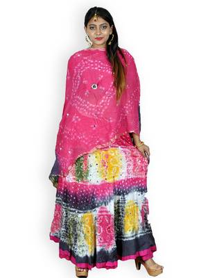 Pink And Multicolored Cotton Jaipuri Readymade Lehenga 1