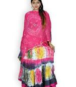 Pink And Multicolored Cotton Jaipuri Readymade Lehenga