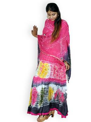 Pink And Multicolored Cotton Jaipuri Readymade Lehenga 2