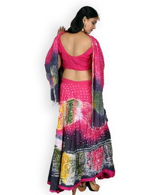 Pink And Multicolored Cotton Jaipuri Readymade Lehenga 3