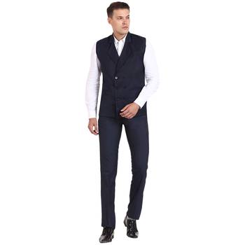 Blue Solid Cottonpoly Waistcoat 2