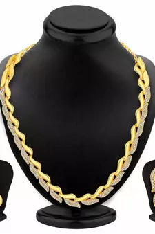 Beautiful Gold Plated American Diamond Necklace Set for Women