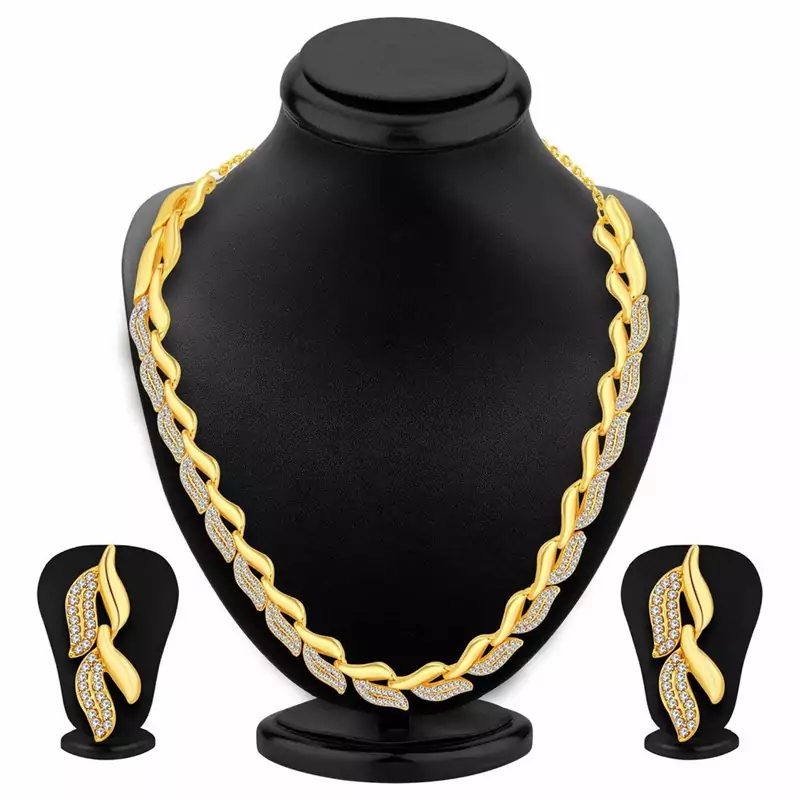 Beautiful Gold Plated American Diamond Necklace Set for Women