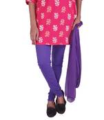 Purple Cotton Lycra Leggings & Chiffon Dupatta Set