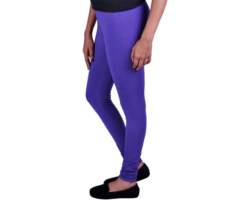 Purple Cotton Lycra Leggings & Chiffon Dupatta Set