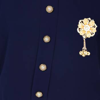 Navy blue kids party wear dress 4
