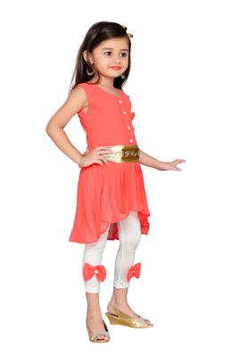 Orange kids party wear dress 2