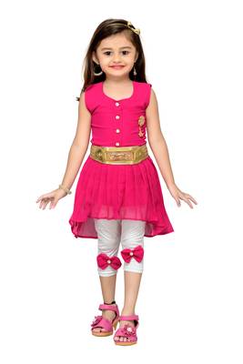 Pink kids party wear dress 1