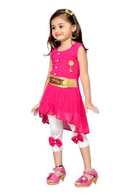 Pink kids party wear dress 3