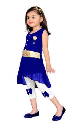 Royal blue kids party wear dress 3