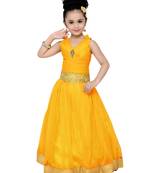 Yellow kids party wear gown