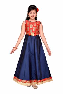 Blue kids party wear gown 1