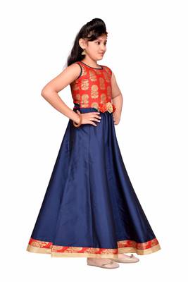 Blue kids party wear gown 2