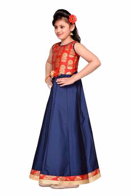 Blue kids party wear gown 3