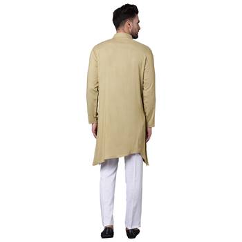 Trendy Asymmetric Sherwani Style Khaki Men'S Kurta Only 3