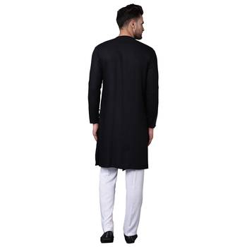 Dynamic Collarless Asymmertric Black Men'S Kurta Only 3