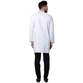 Swanky Pintucked Front Open White Men'S Kurta Only 3