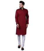 Daring Angrakha Placket Maroon Men'S Kurta Only