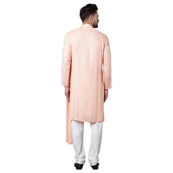 Dushala Style Draped Peach Men's Kurta Only 3