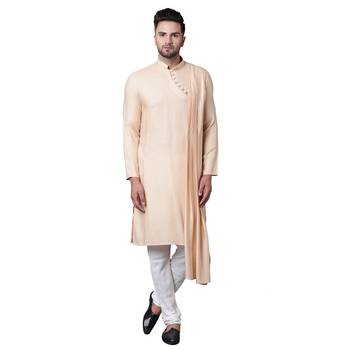 Dushala Style Draped Beige Men'S Kurta Only 1