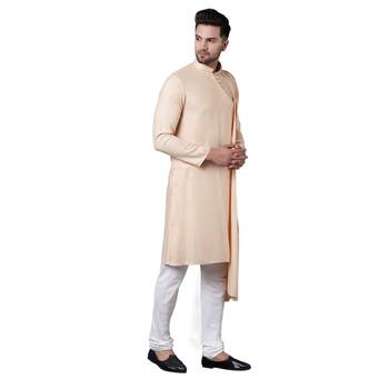 Dushala Style Draped Beige Men'S Kurta Only 2