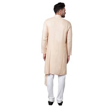 Dushala Style Draped Beige Men'S Kurta Only 3