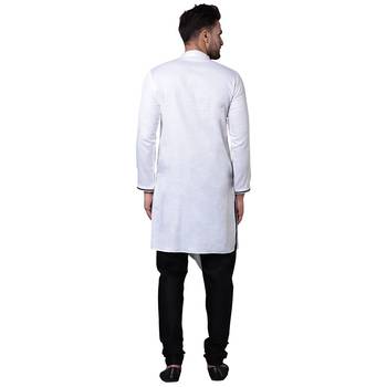 Modish Pleated Gusset White Men'S Kurta Only 3