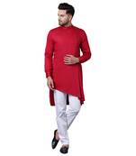 Modern Jama Style Asymmetric Maroon Men'S Kurta Only