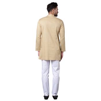 Dapper Overlap Curved Placket Beige Men'S Kurta Only 3
