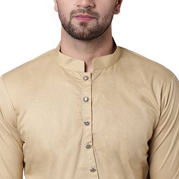 Dapper Overlap Curved Placket Beige Men'S Kurta Only 4
