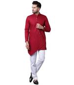 Dapper Overlap Curved Placket Maroon Men'S Kurta Only