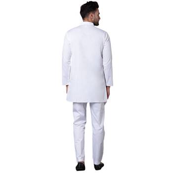 Dapper Overlap Curved Placket White Men'S Kurta Only 3