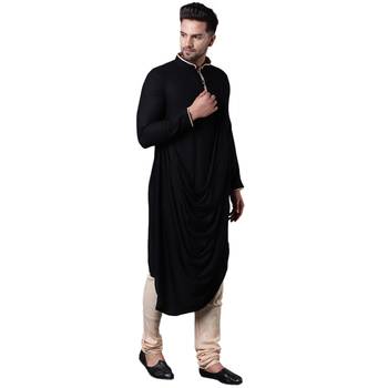 Royal Front Drape Black Men'S Kurta Only 2
