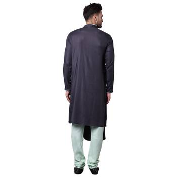 Royal Front Drape Grey Men'S Kurta Only 3
