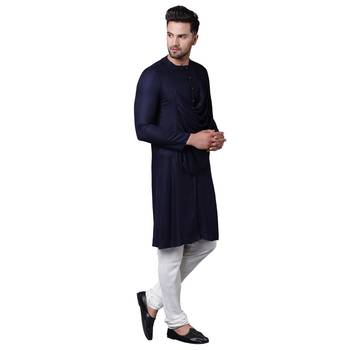 Emperor Cut Front Drape Navy Blue Men'S Kurta Only 2