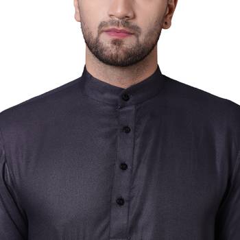 King Cut Front Drape Grey Men'S Kurta Only 4