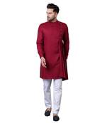 Aristocratic Angrakha Style Pleated Maroon Men'S Kurta Only