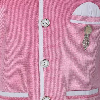 White Kids Kurta Pyjama With Pink Waistcoat 4