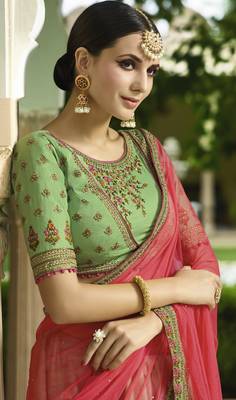 Green Embroidered Silk Semi Stitched Lehenga With Dupatta 3